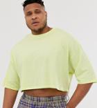 Asos Design Plus Organic Oversized Crop T-shirt In Pale Green - Green