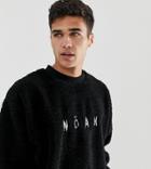 Noak Sweatshirt In Borg With Front Logo - Black