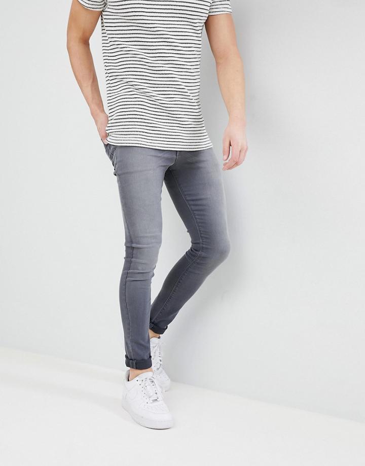 Asos Design Super Spray On Jeans In Washed Gray - Gray