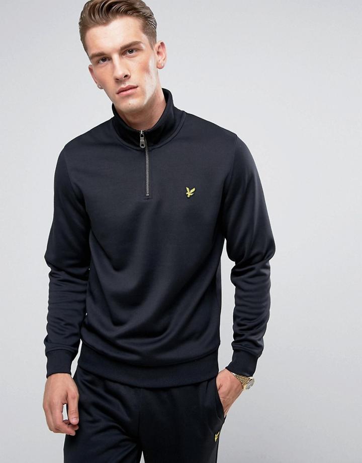 Lyle & Scott Tricot 1/4 Zip Track Top Black - Black