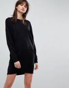 Asos Knitted Oversized Crew Neck Dress - Black