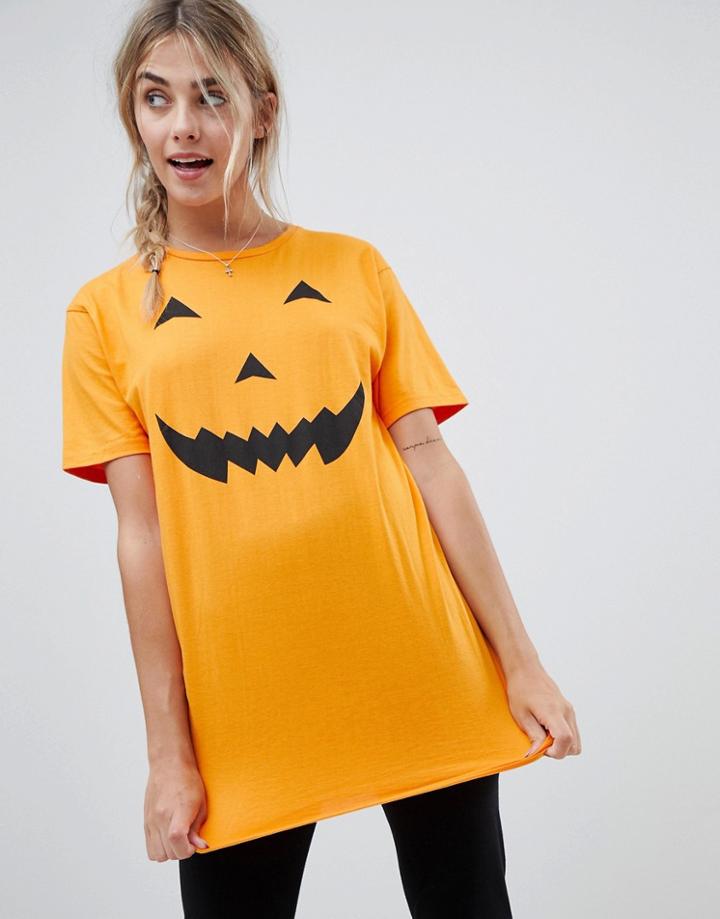 Brave Soul Halloween Pumpkin Top - Orange