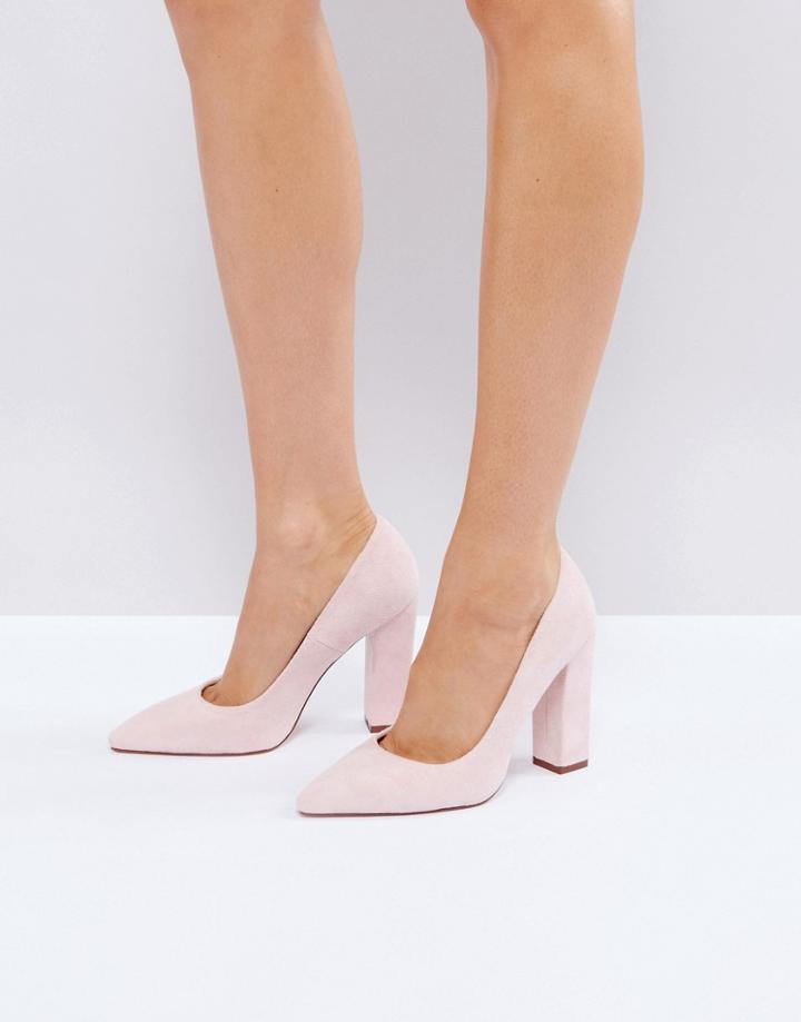 Raid Delora Blush Pointed Block Heeled Shoes - Pink