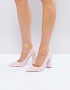 Raid Delora Blush Pointed Block Heeled Shoes - Pink