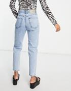Pull & Bear Mom Jeans In Light Blue-blues