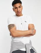 Abercrombie & Fitch Flock Logo Curved Hem T-shirt In White