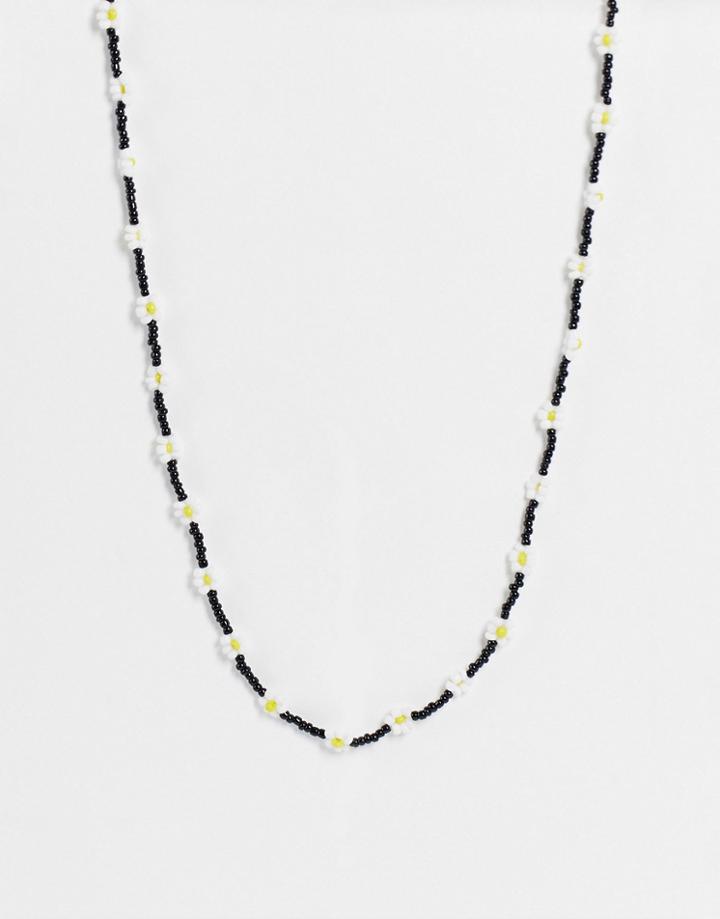 Monki Bay Beaded Daisy Sunglasses Chain In Black