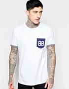 Brave Soul 88 Print Pocket T-shirt - White