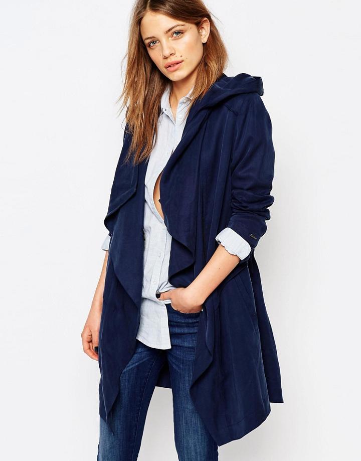 Boss Orange Soft Drape Trench Coat - Dark Blue