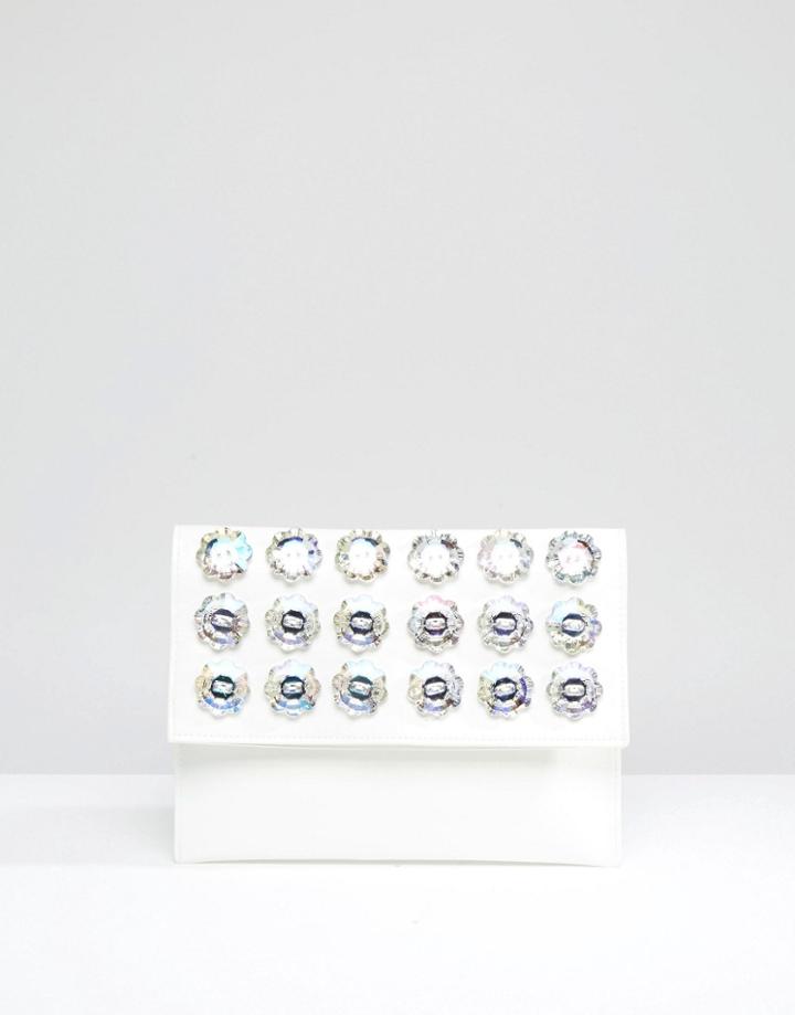 Asos Jewelled Clutch Bag - White