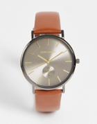 Asos Design Classic Watch With Brown Face And Tan Strap