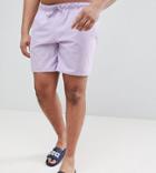 Asos Design Plus Swim Shorts In Pale Purple In Mid Length - Purple
