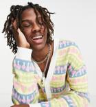 Asos Design Knit Cardigan With All-over Kitsch Pattern-multi