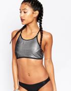 Evil Twin Silver Tail Crop Top Bikini Top - Silver