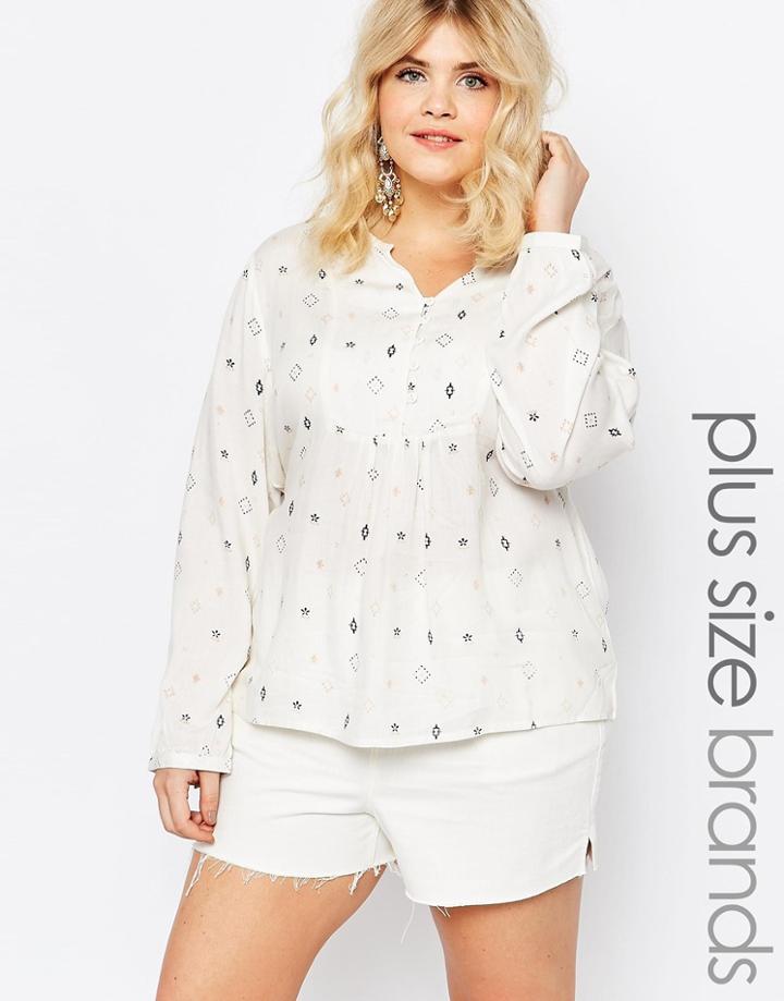 Diya Plus Tunic Top With Button Front - Cream