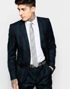 Devils Advocate Black Watch Green Check Suit Jacket - Navy