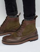 Frank Wright Brogue Boot In Brown Leather - Brown