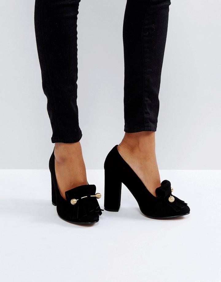 Selected Suede Fringe Pump - Black
