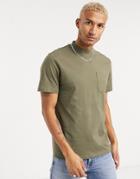 Only & Sons High Neck T-shirt With Pocket In Green