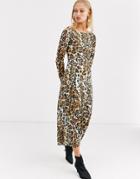 & Other Stories Long Sleeves Jersey Dress In Leo Print-multi