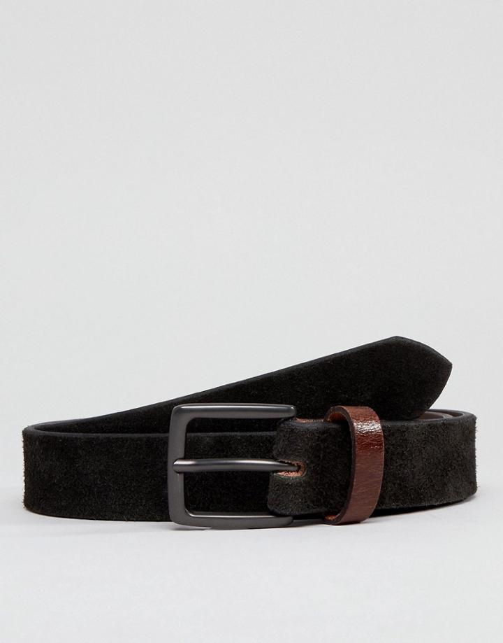 Peter Werth Brown Suede Belt With Contrast Keeper - Brown