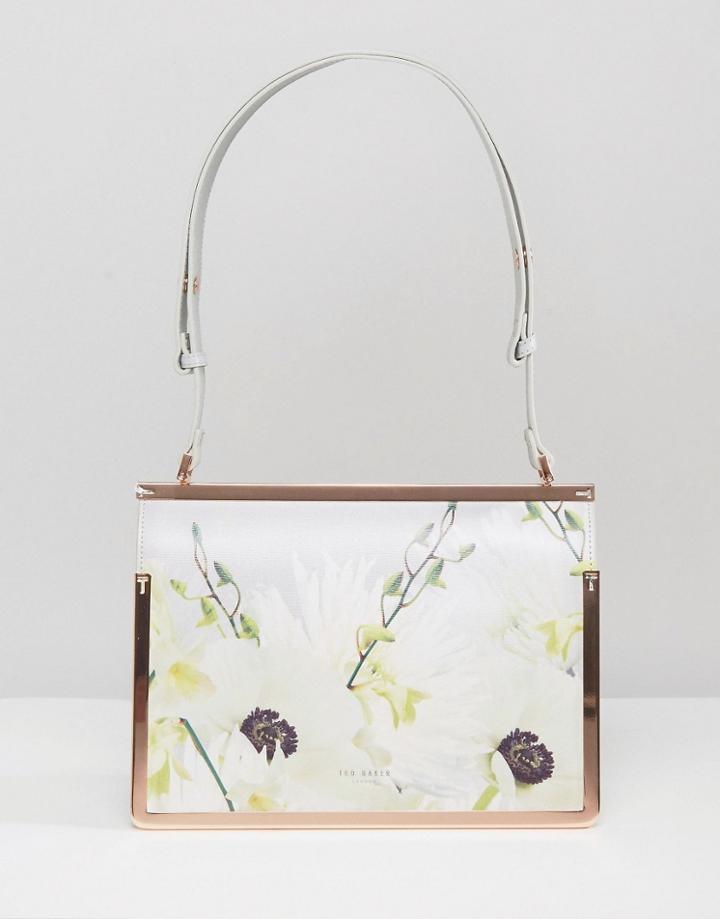 Ted Baker Metal Corner Petal Shoulder Bag - Light Gray