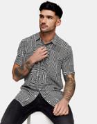 Topman Short Sleeve Shirt With Geo Print In Black-multi