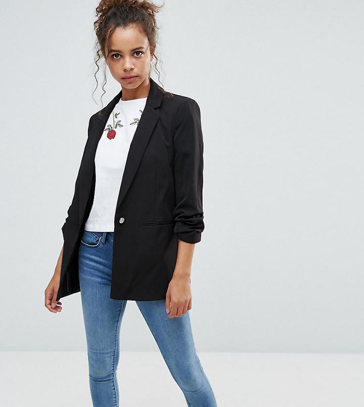 Miss Selfridge Petite Ruched Blazer - Black