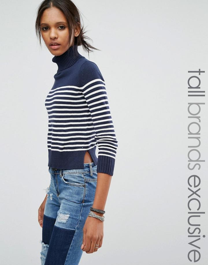 Noisy May Tall Roll Neck Stripe Sweater - Multi