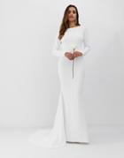 Club L Low Back Crepe Detail Fishtail Wedding Dress-white