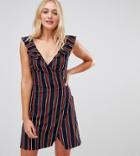 Parisian Tall Sleeveless Wrap Dress In Stripe-multi