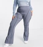 Collusion Plus Puddle Flare Pants With Busted Seams In Gray