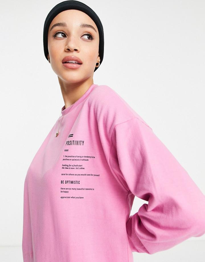 Influence Printed Oversized Sweater In Pink