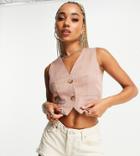 Missguided Vest In Pink Pinstripe