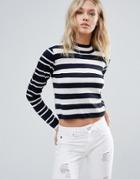 Only Night Sky Mid Neck Stripe Sweater - Multi