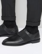 Zign Leather Elastic Strap Shoes - Black