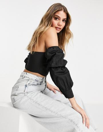 Femme Luxe Off Shoulder Top In Black