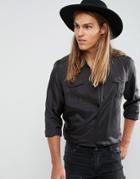 Asos Regular Fit Silk Shirt In Black - Black
