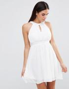 Club L Chiffon Pleated Dress - Cream