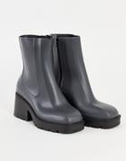 Asos Design Grounded Heeled Rain Boots In Gray-grey