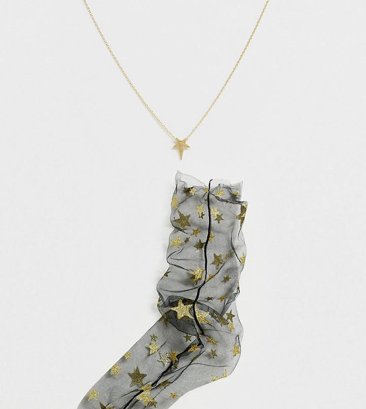 Orelia Gold Plated Star Necklace With Star Mesh Socks - Gift Set - Gold