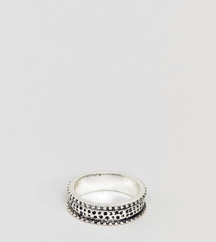 Designb Silver Band Ring With Black Studs Exclusive To Asos - Silver