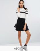 Asos Tall Mini Skater Skirt With Elastic Waist Detail - Black