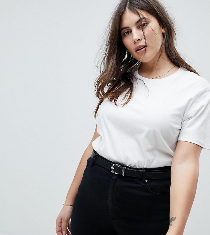 Asos Curve Star Tipped Waist & Hip Boyfriend Belt - Black