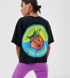 Crooked Tongues Crop T-shirt With Strawberry Print - Black