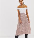 New Look Midi Skirt In Ditsy Floral Print-pink