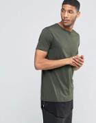 Asos Super Longline T-shirt With Curved Hem Extender And Side Zips In Army Green - Army Green