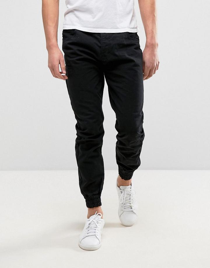 Threadbare Cuffed Chino Pants - Black