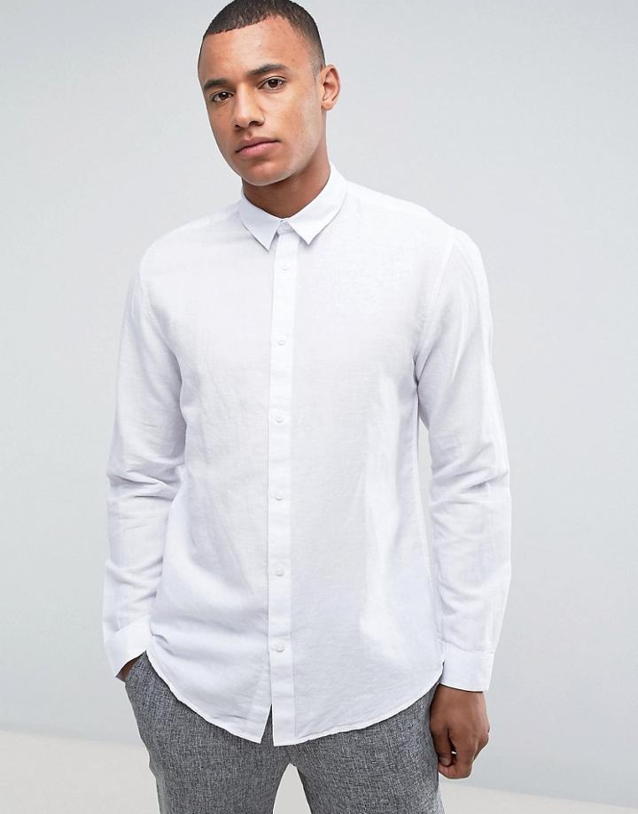 Selected Homme Regular Linen Shirt - White