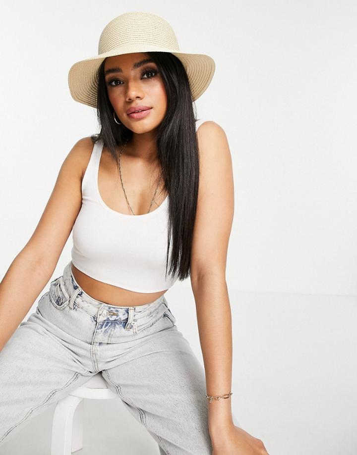 Svnx Straw Bucket Hat In Cream-white